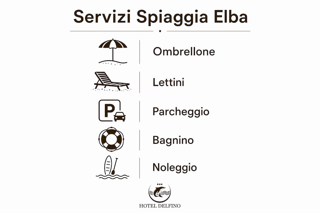 Scopri tutti i servizi disponibili nella spiaggia privata di Procchio con la nostra infografica.