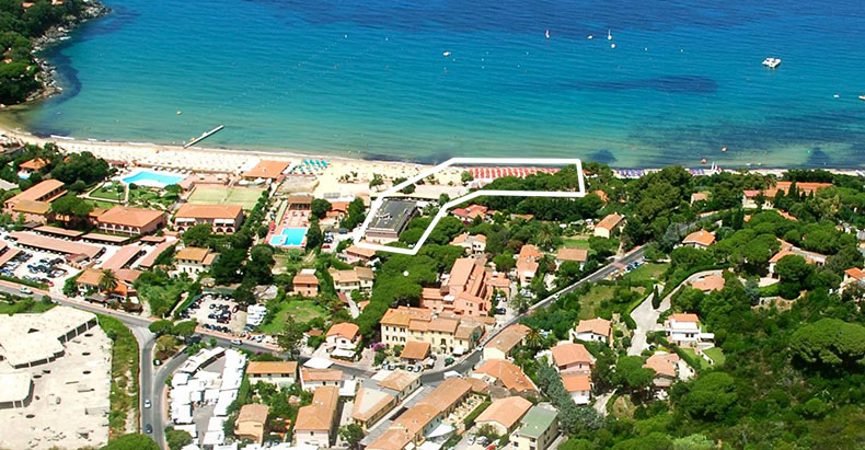 Hotel Delfinos läge på Elba